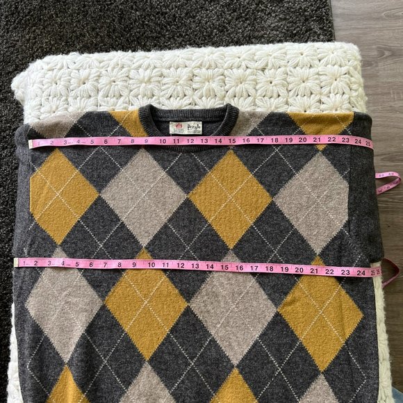 Pringle of Scotland Vintage Men's100% Lamb’s Wool Gray Argyle Sweater Large - Picture 10 of 12